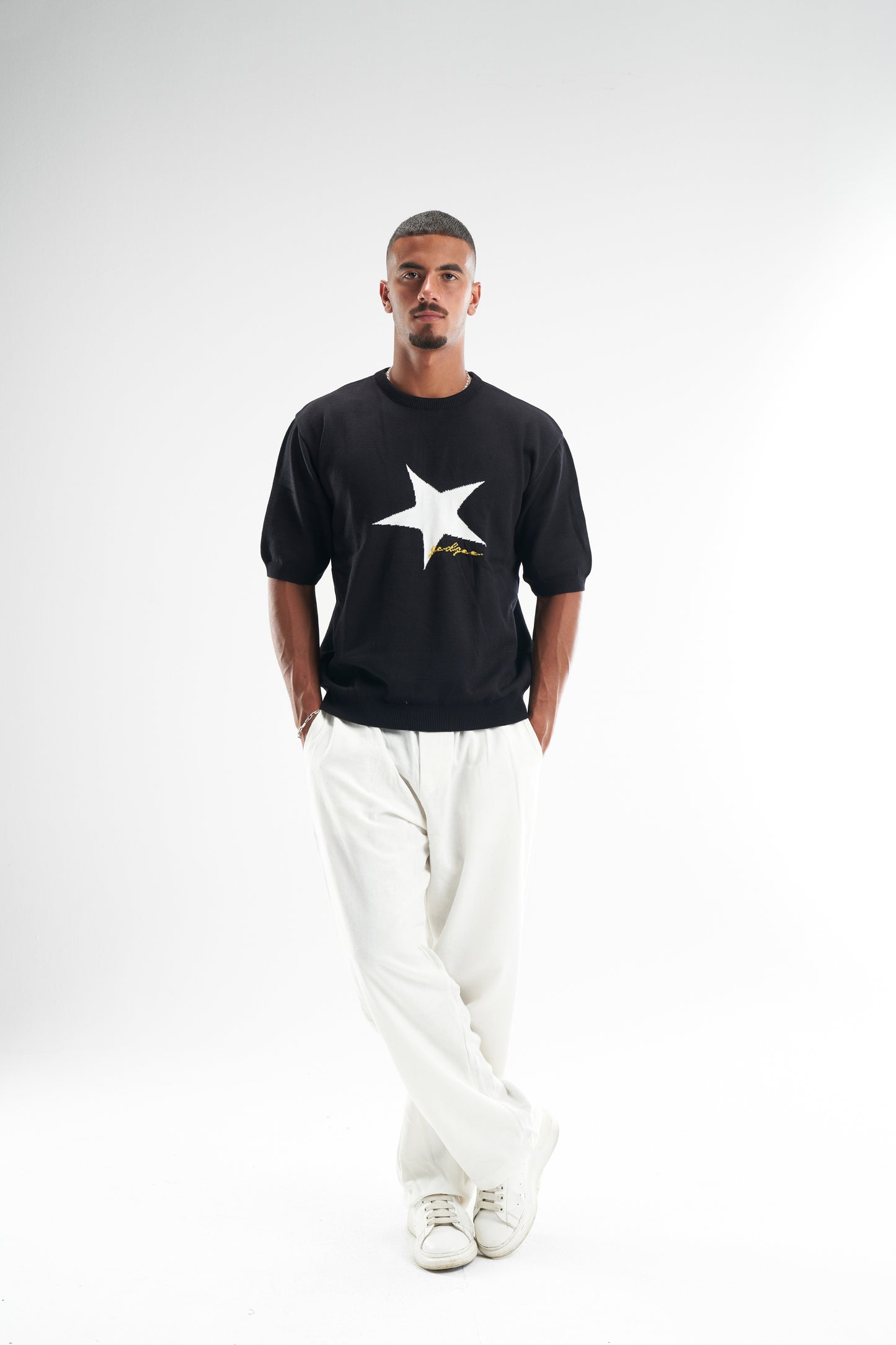 Black Born A Star Round Knitted