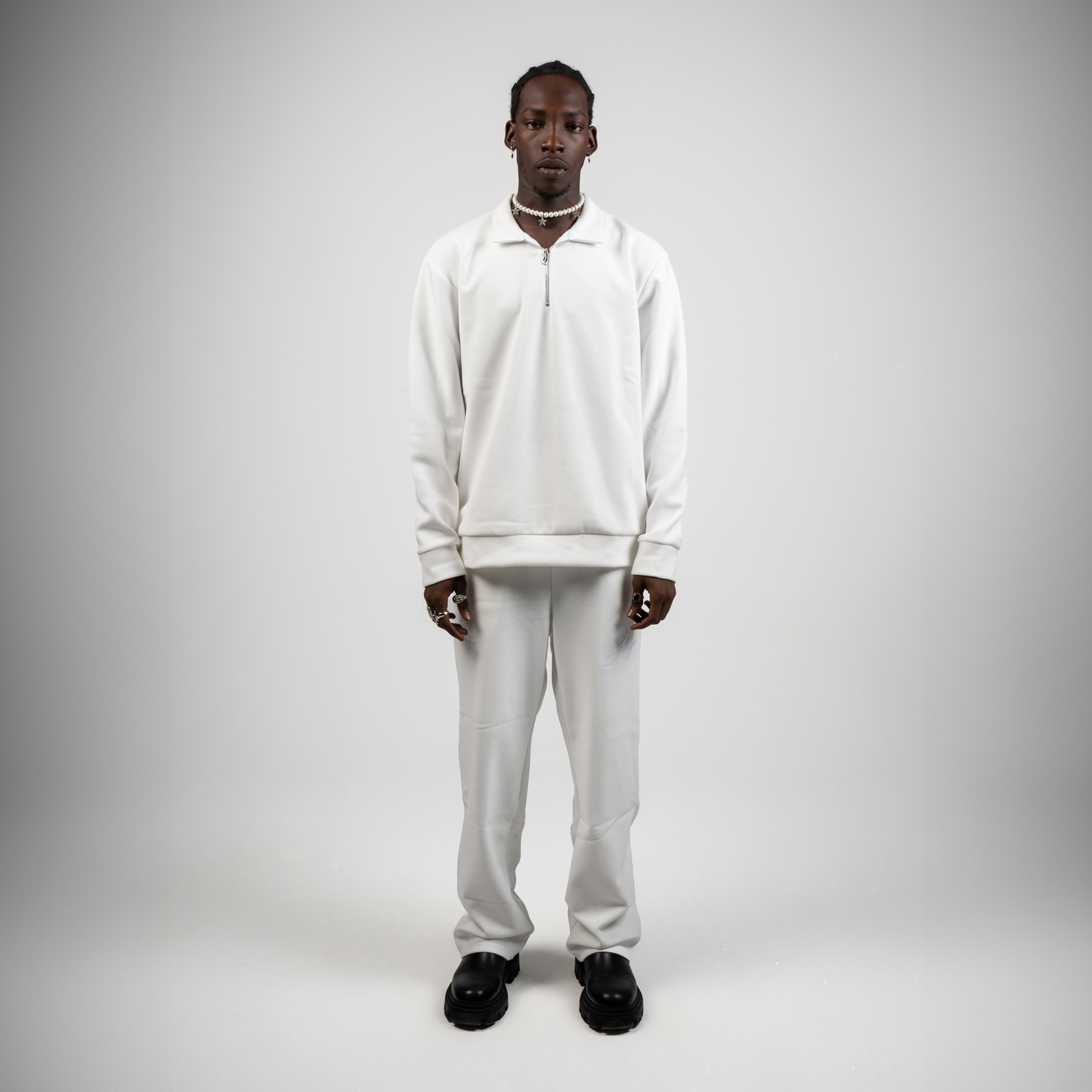 White Nonsense Drama Quarter Zipper
