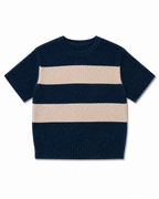 Navy & Cream Stripe Knit Crop Top