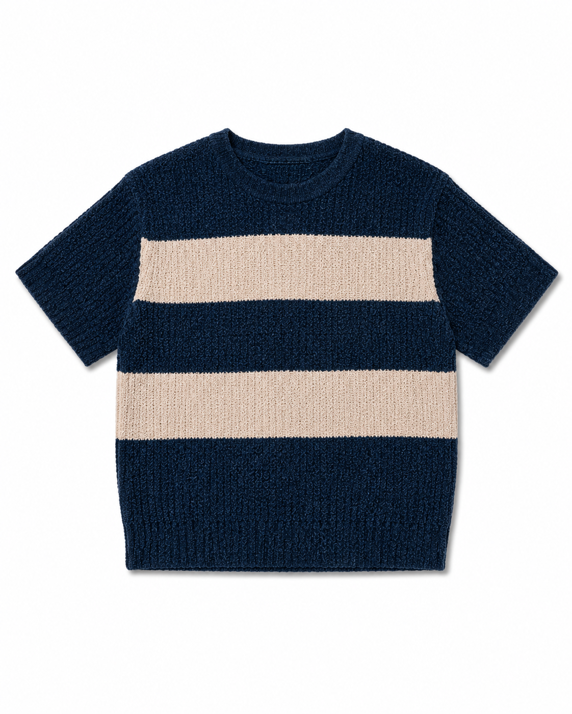 Navy & Cream Stripe Knit Crop Top