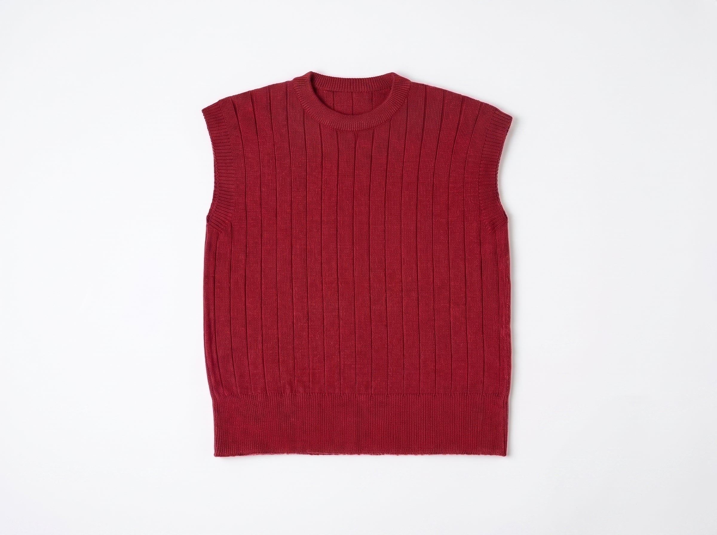 Burgundy Ribbed Knit Sleeveless Top
