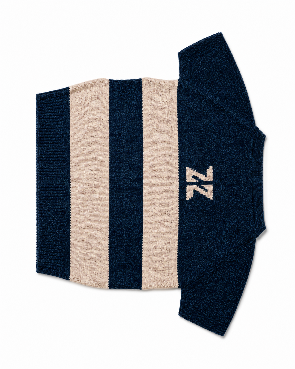 Navy & Cream Stripe Knit Crop Top