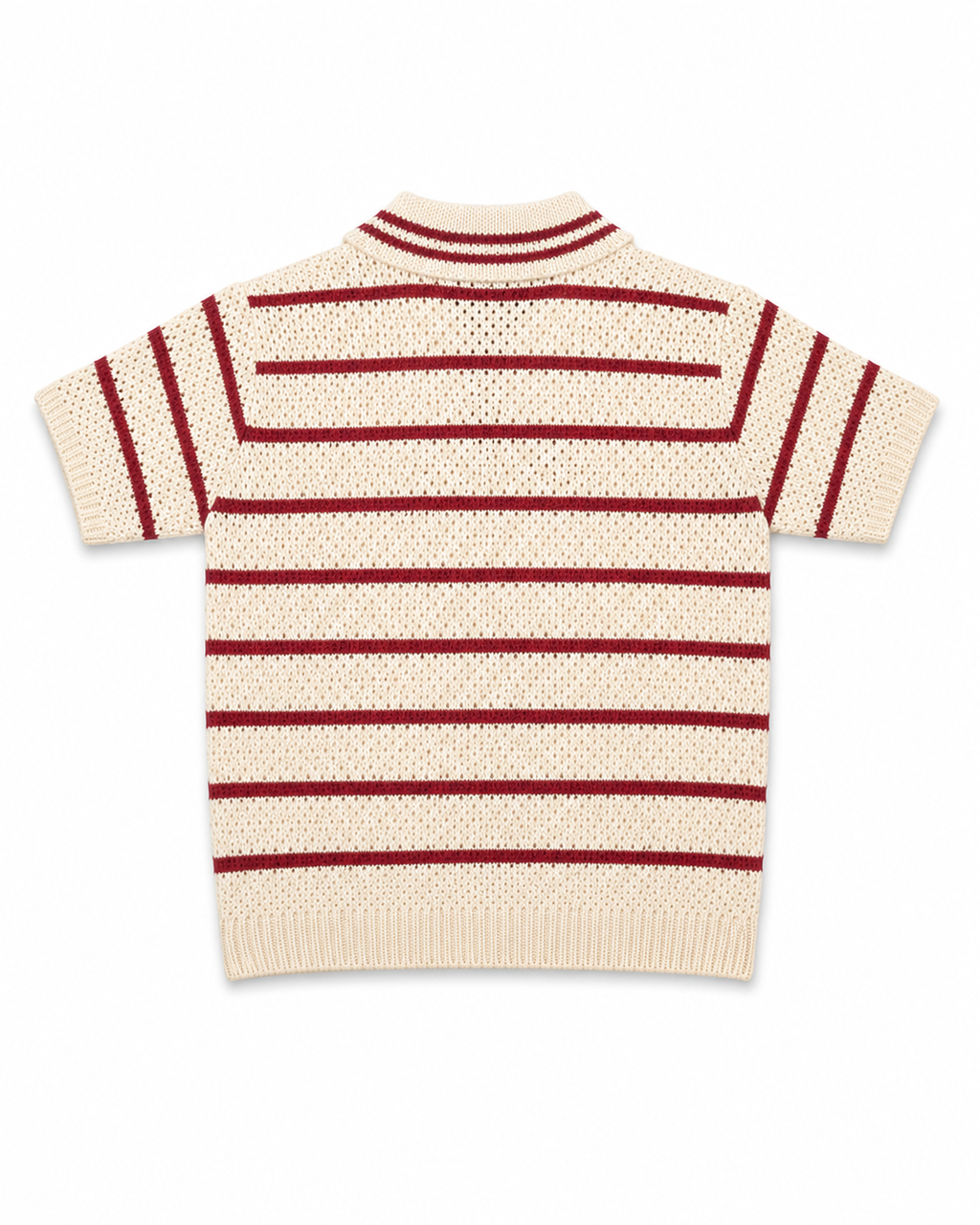 Creamy & Burgundy Knit Stripe Polo