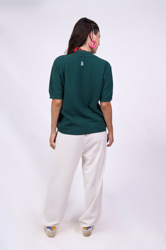 Olive Polo Knitted
