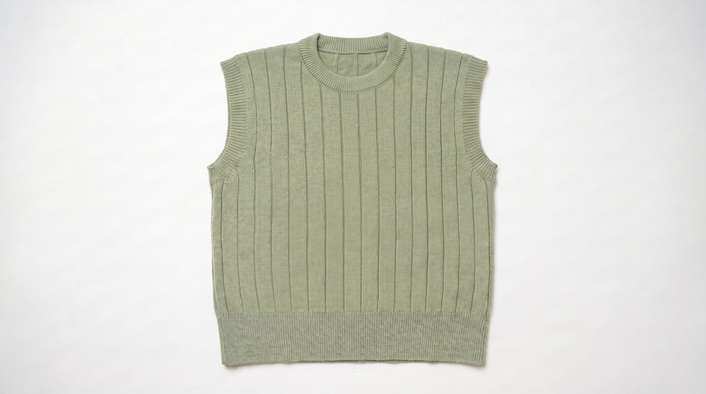 Olive Green Ribbed Knit Sleeveless Top