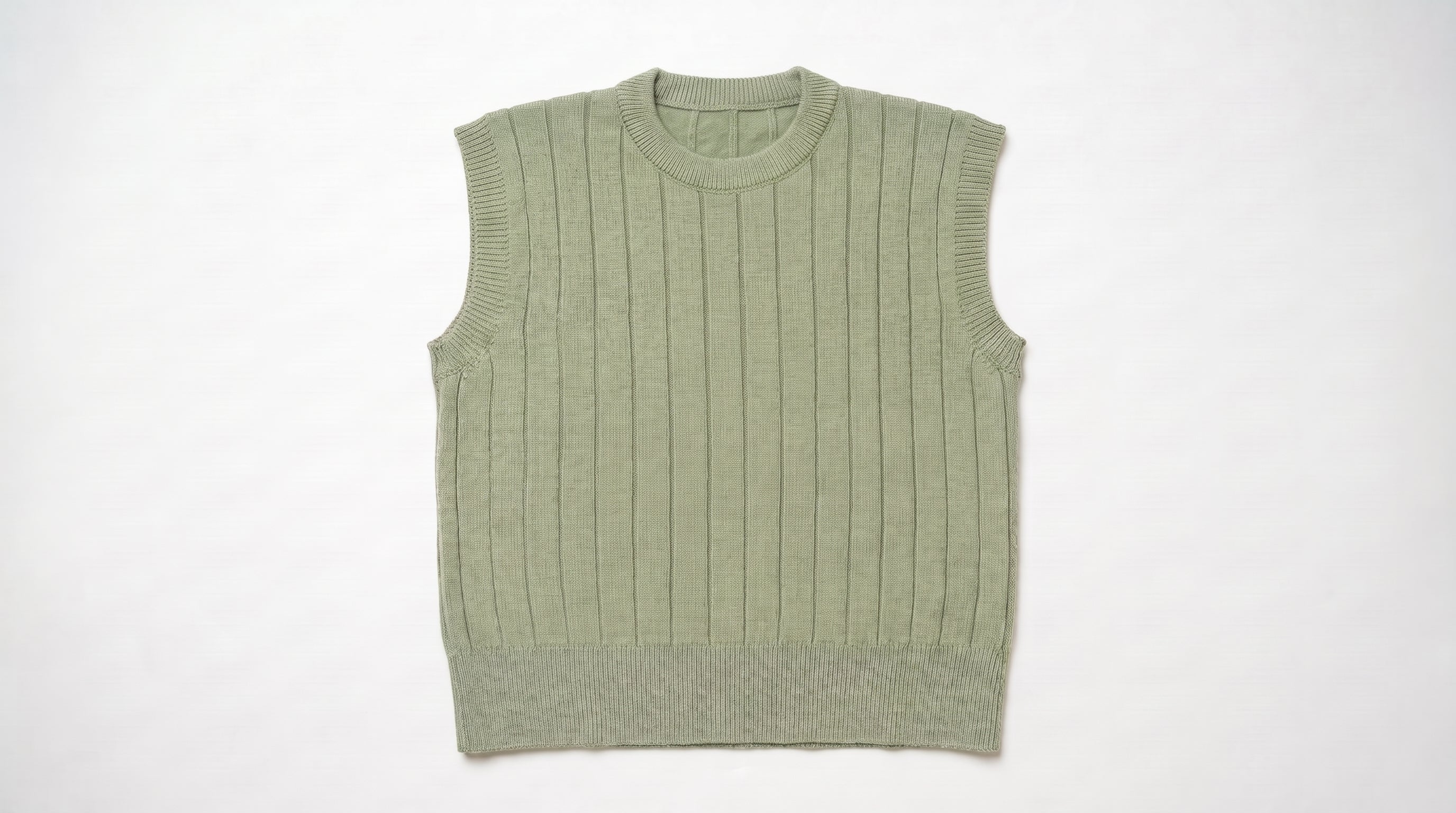 Olive Green Ribbed Knit Sleeveless Top